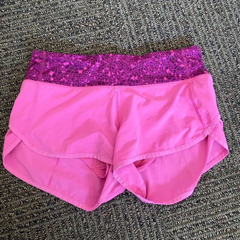Lululemon pink speed up shorts size 4